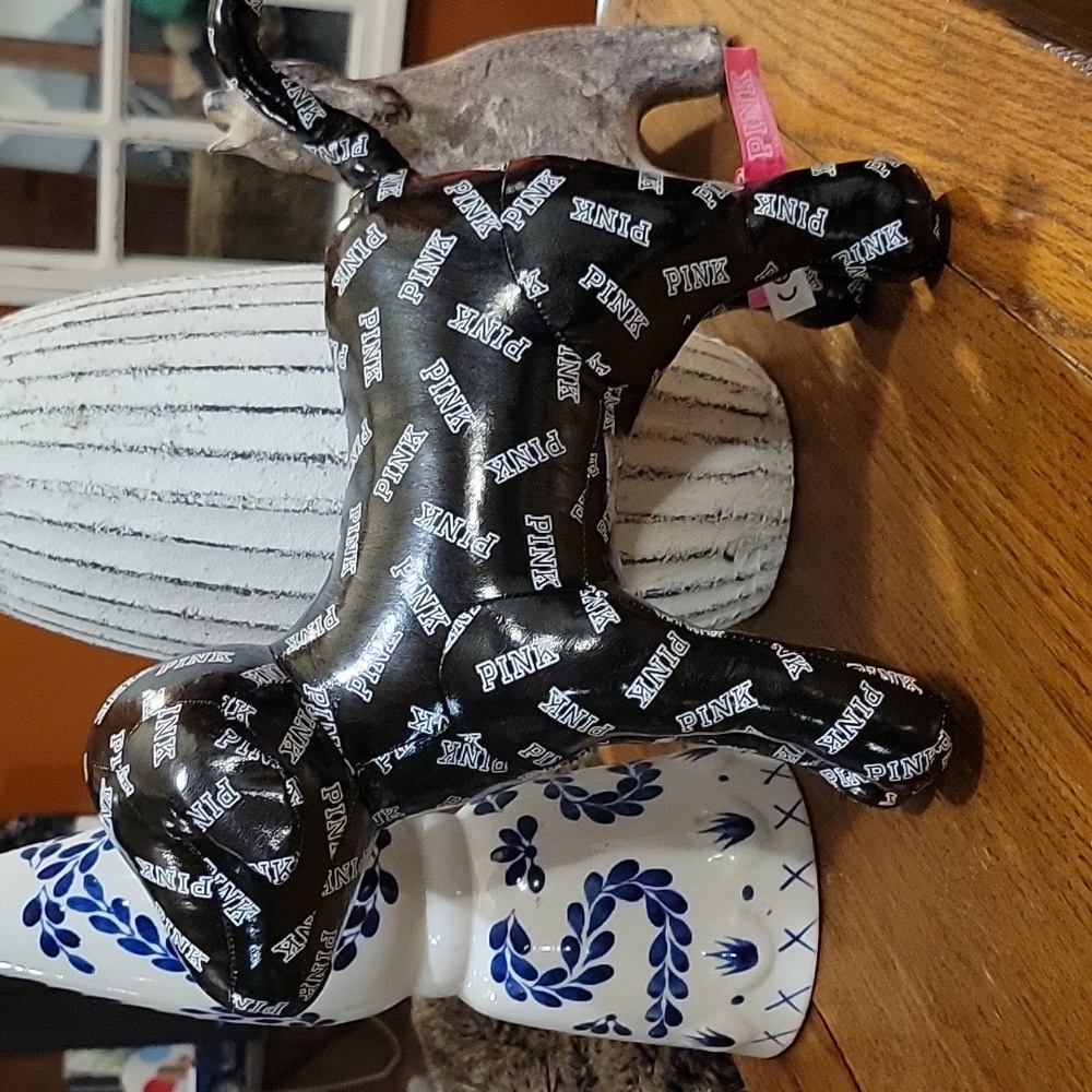Pink Victoria's Secret Black Logo Vinyl Dog